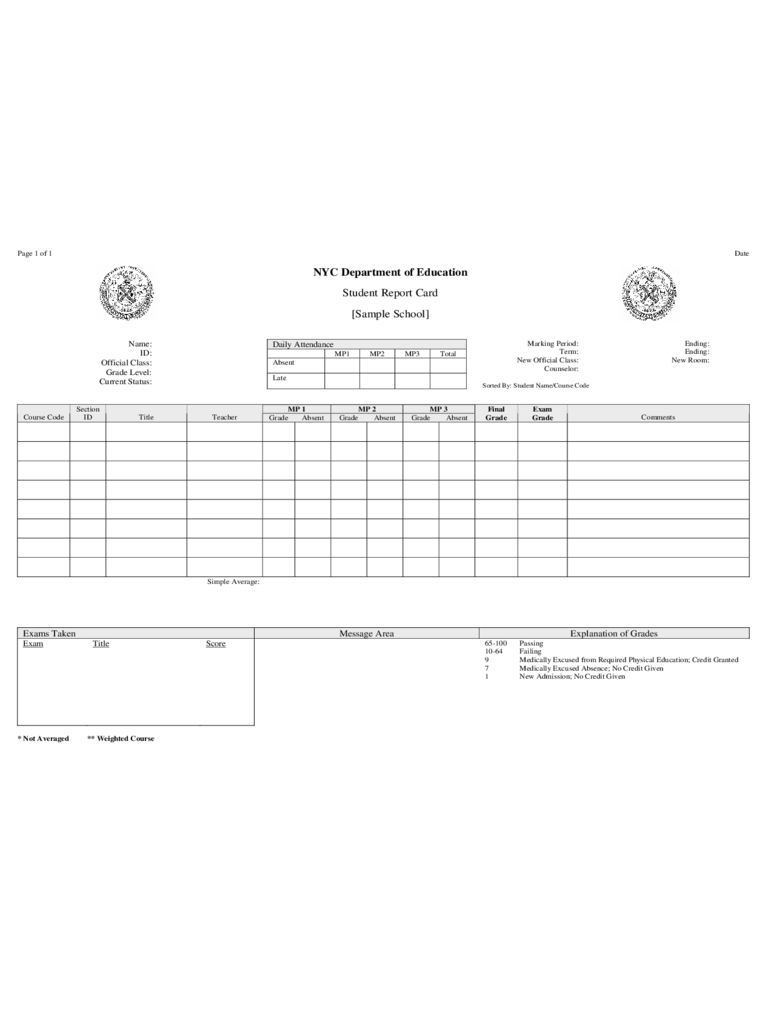 Report Card Template – 3 Free Templates In Pdf, Word, Excel Intended For Fake Report Card Template