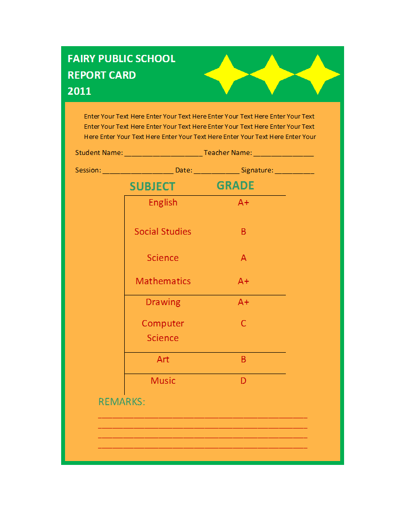 Report Card Template Regarding Report Card Format Template