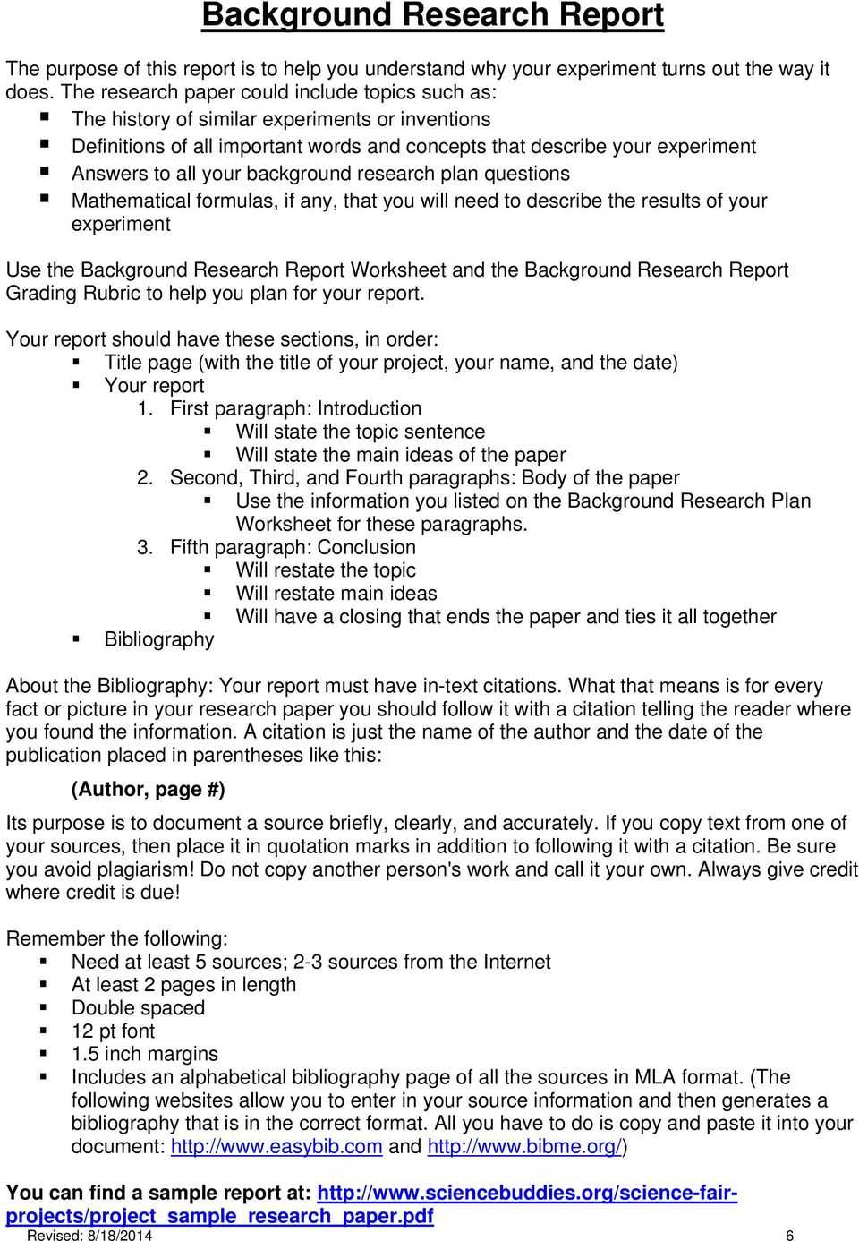 Research Paper Science Fair Project Template Introduction In Research Report Sample Template
