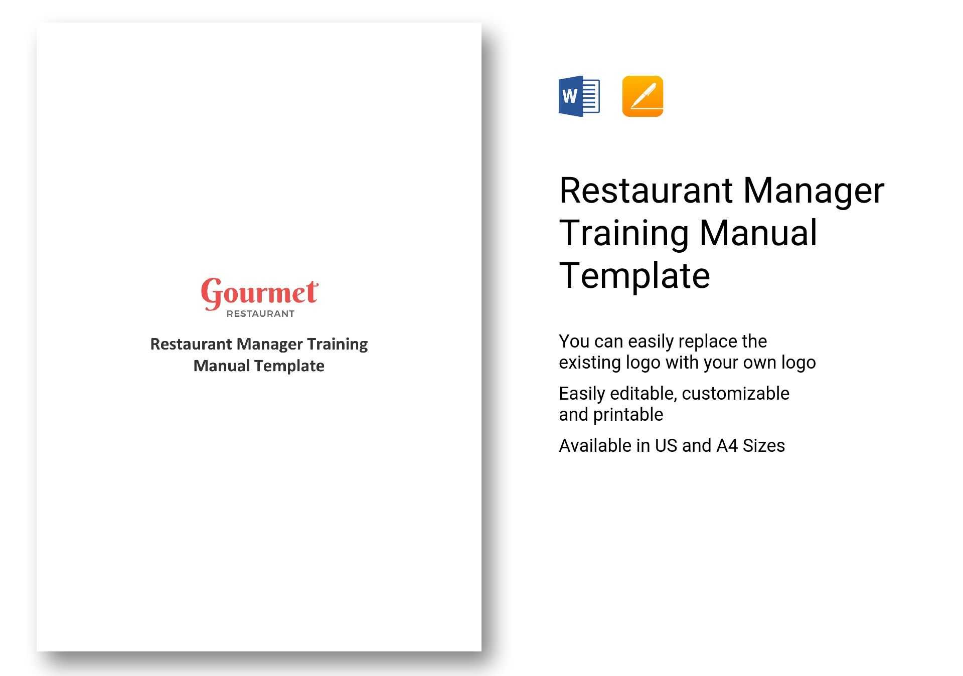 Restaurant Manager Training Manual Template In Word, Apple Pages Inside Training Documentation Template Word