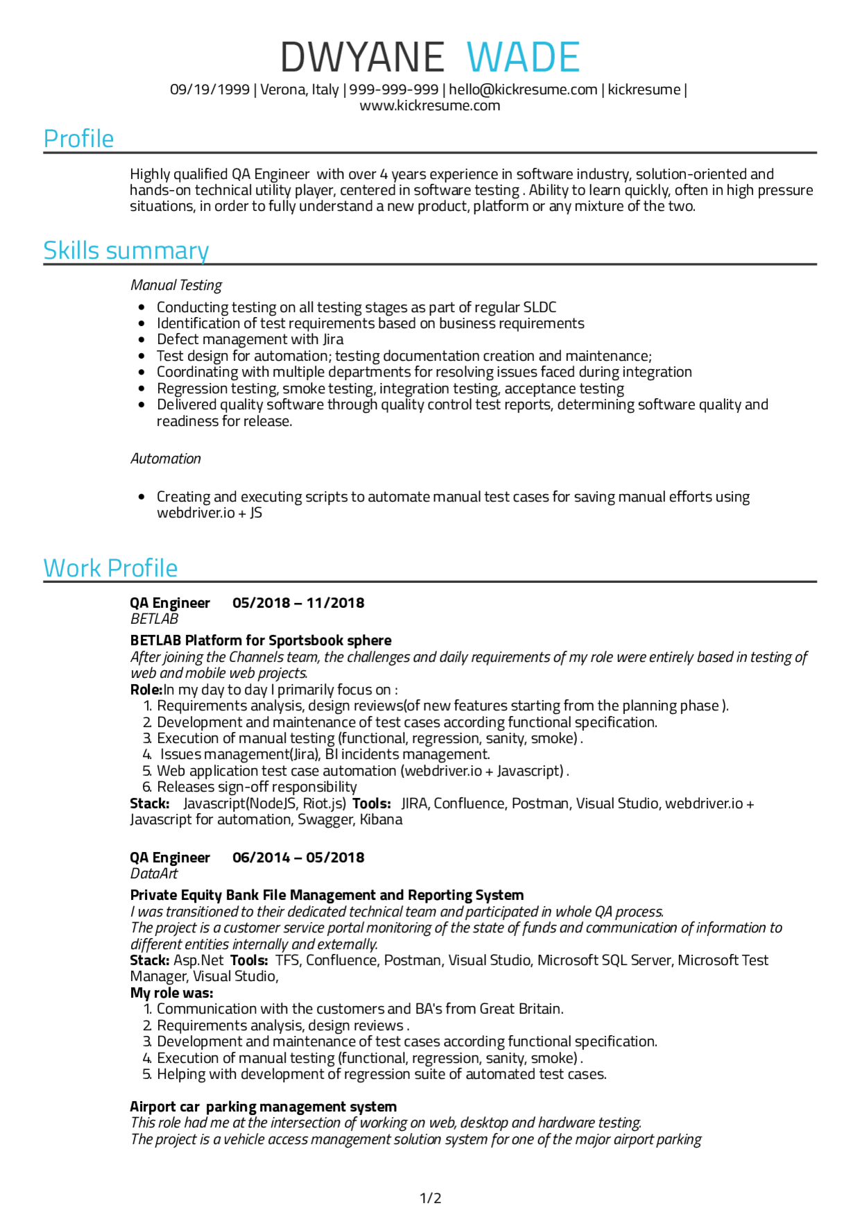 Resume Examplesreal People: Quality Assurance Engineer Intended For Software Quality Assurance Report Template