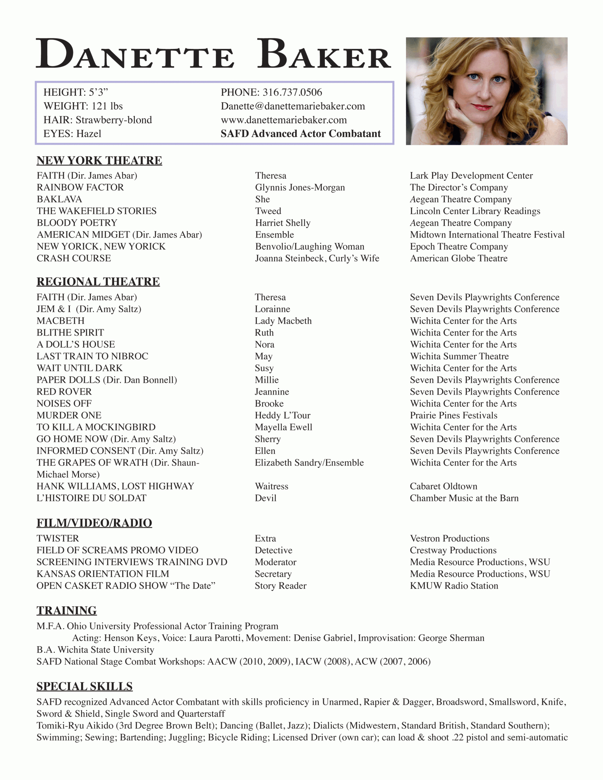 Resume Format Actor | Bookkeeping Skills For Resume With Theatrical Resume Template Word