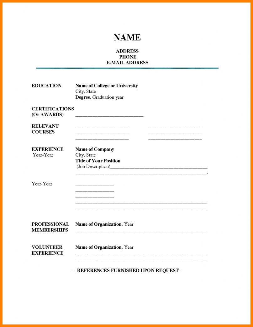 Resume Template Fill In Free – Calep.midnightpig.co With Regard To Free Printable Resume Templates Microsoft Word