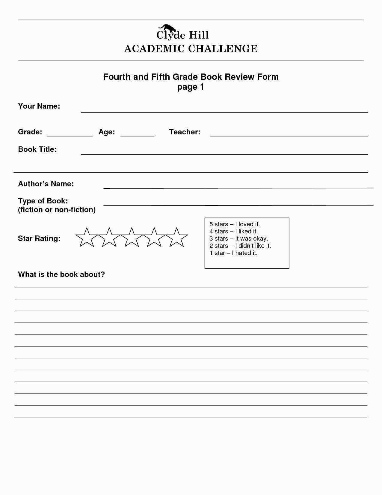 Review Worksheet 5Th Grade | Printable Worksheets And With 4Th Grade Book Report Template