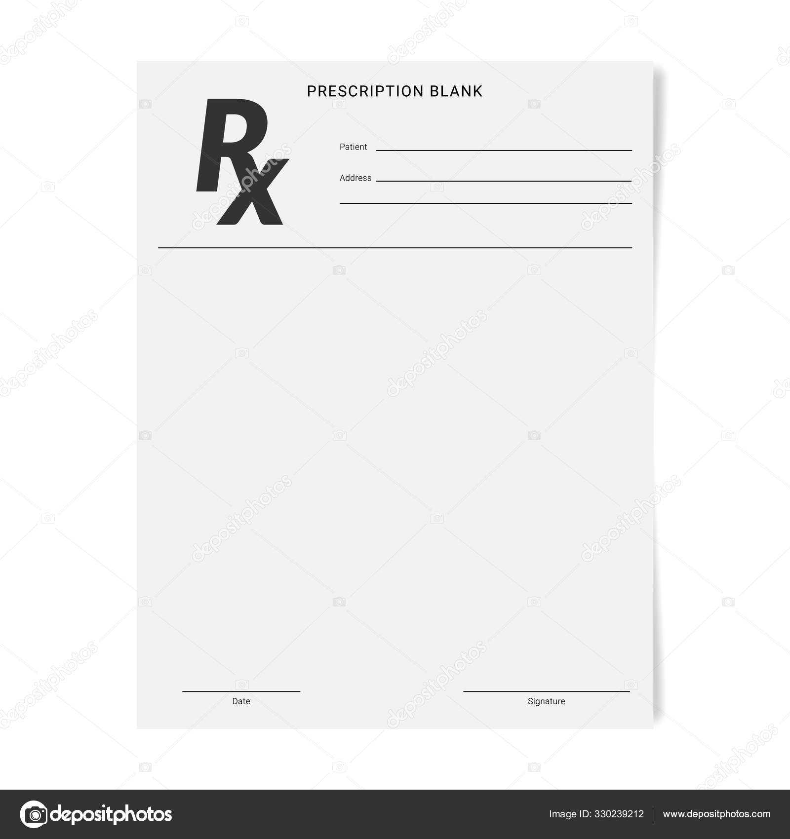 Rx Pad Template. Medical Regular Prescription Form. — Stock For Blank Prescription Pad Template