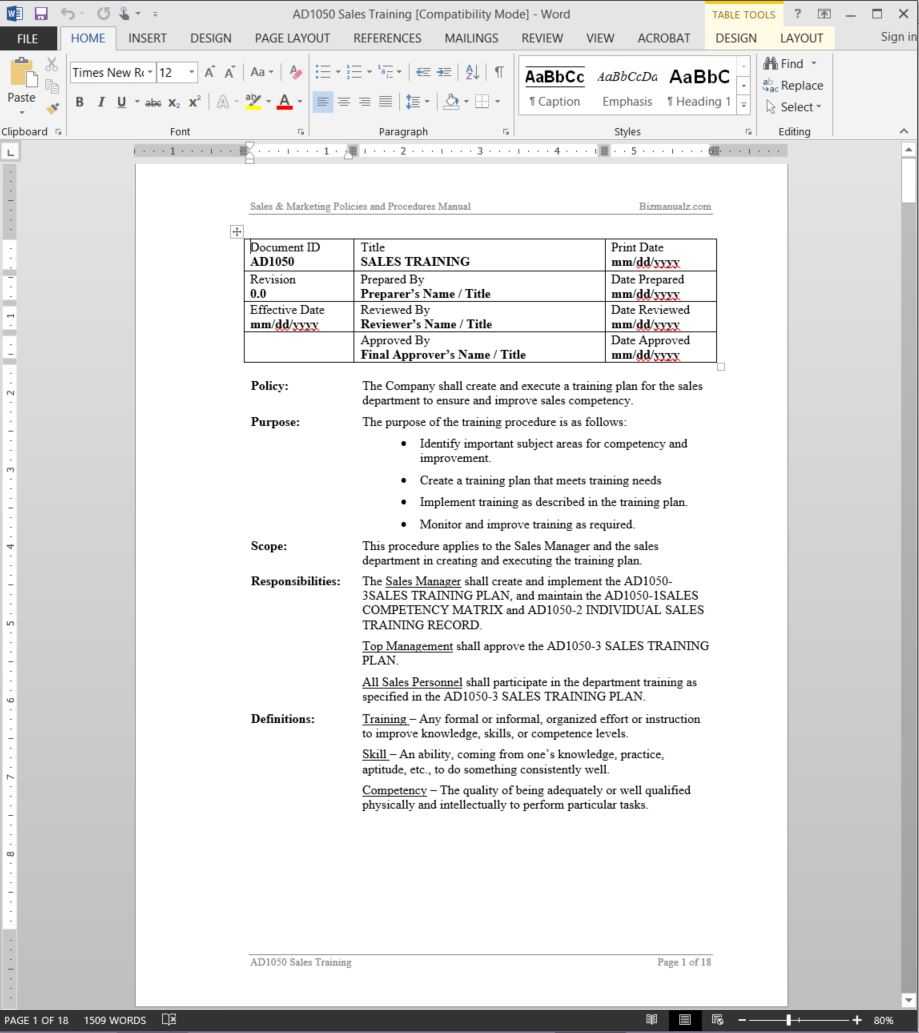 Sales Training Manual Template Free – Calep.midnightpig.co Throughout Training Manual Template Microsoft Word