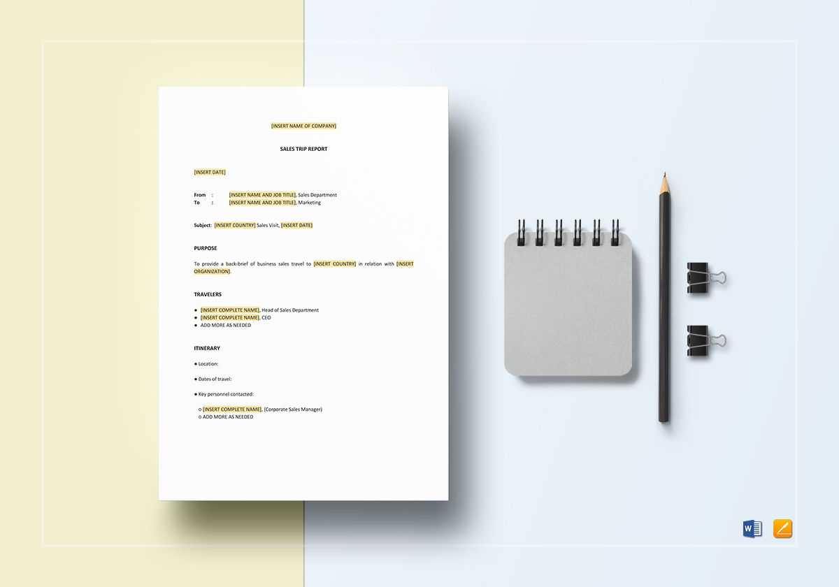 Sales Trip Report Template With Sales Trip Report Template Word