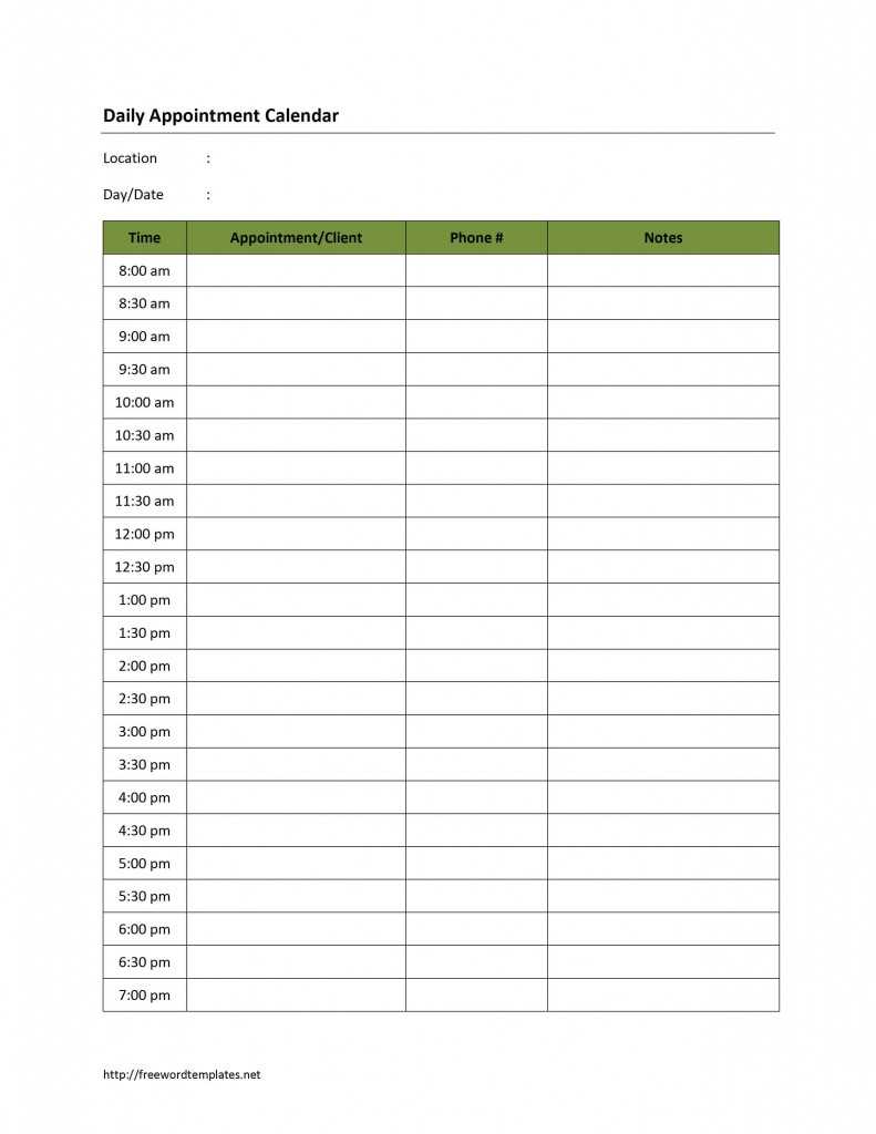 Sample Appointment Book Template | Free Word Templates Inside Appointment Sheet Template Word