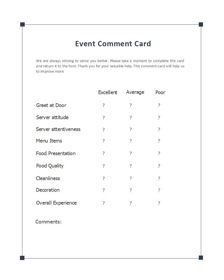 Sample Comment Cards – Calep.midnightpig.co With Word Employee Suggestion Form Template