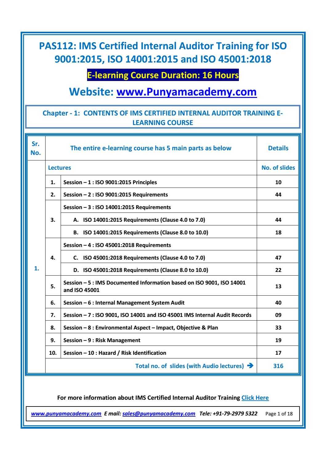 Sample Documents For Ims Auditor Training E Learning Course Inside Iso 9001 Internal Audit Report Template