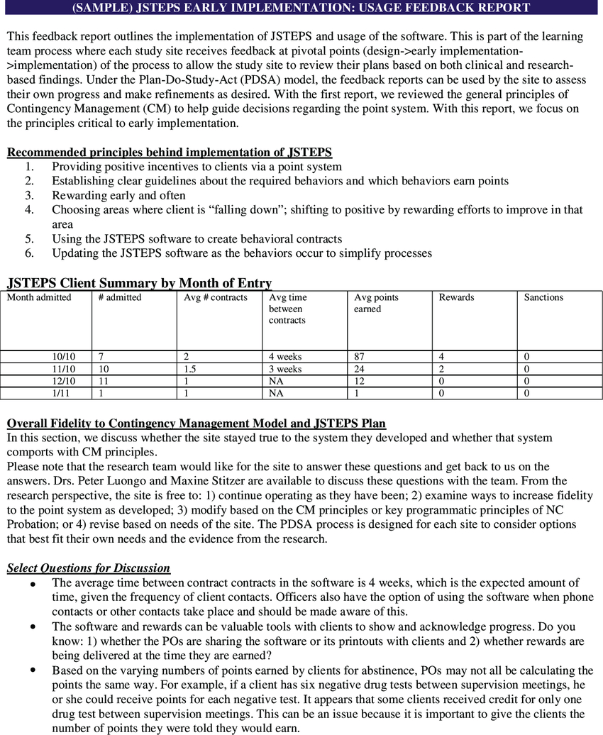 Sample Feedback Report. | Download Scientific Diagram With Trial Report Template