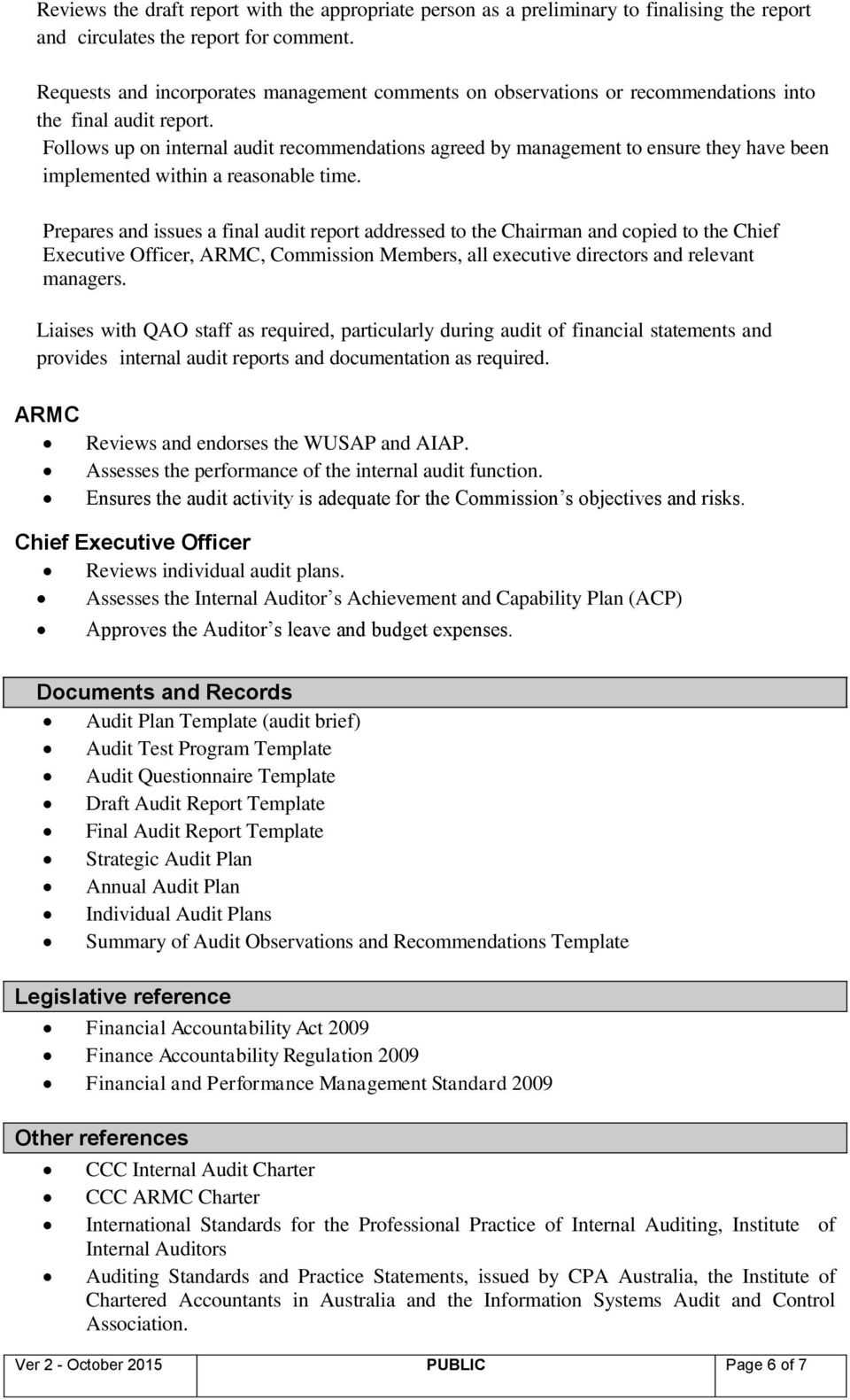 Sample Internal Audit Report Executive Summary In Internal Control Audit Report Template