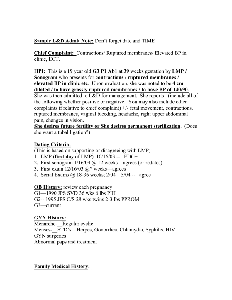 Sample Labor And Delivery Soap Notes For Soap Report Template
