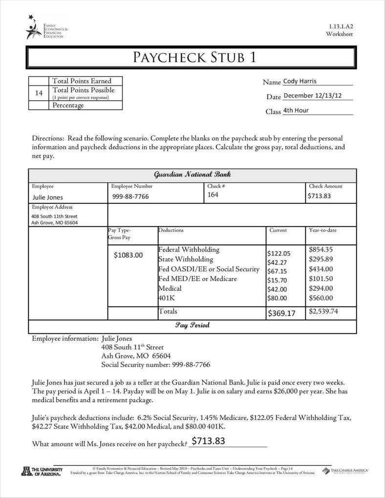 Sample Of Pay Stub Template Free - Calep.midnightpig.co Inside Free Pay Stub Template Word