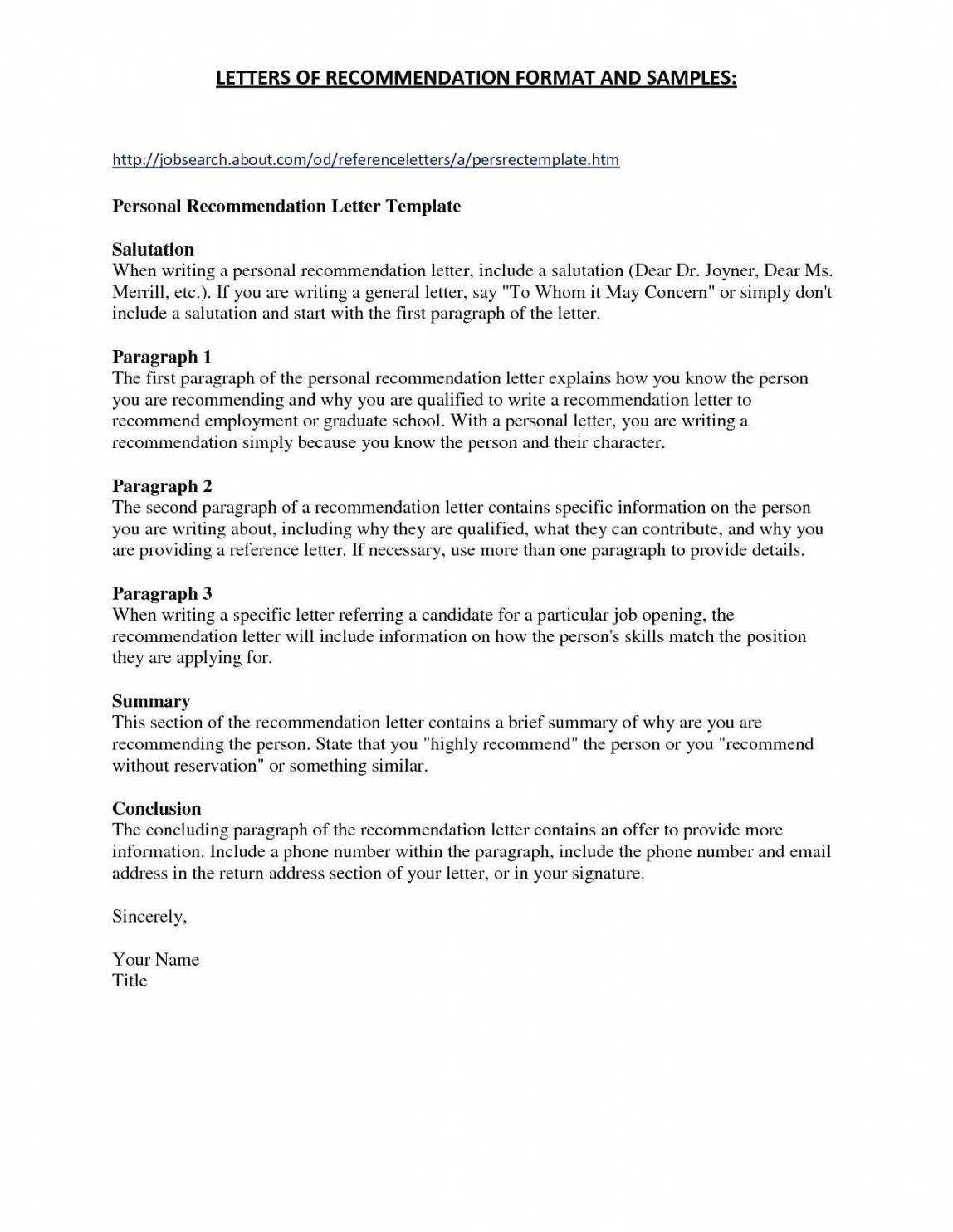 Sample Template For Letter Of Recommendation Collection In Recommendation Report Template