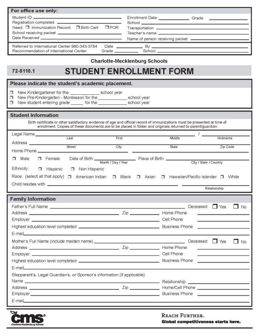 School Enrollment Form Template – Calep.midnightpig.co In School Registration Form Template Word