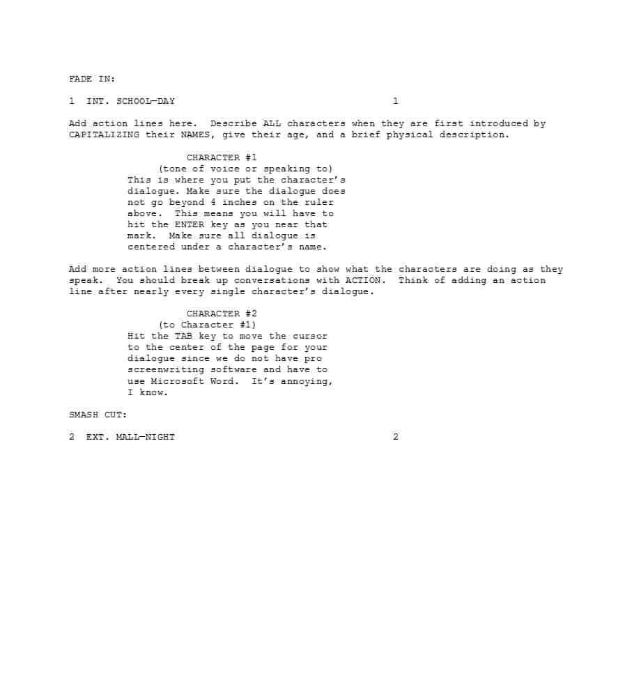Screenplay Template For Word – Dalep.midnightpig.co With Regard To Microsoft Word Screenplay Template