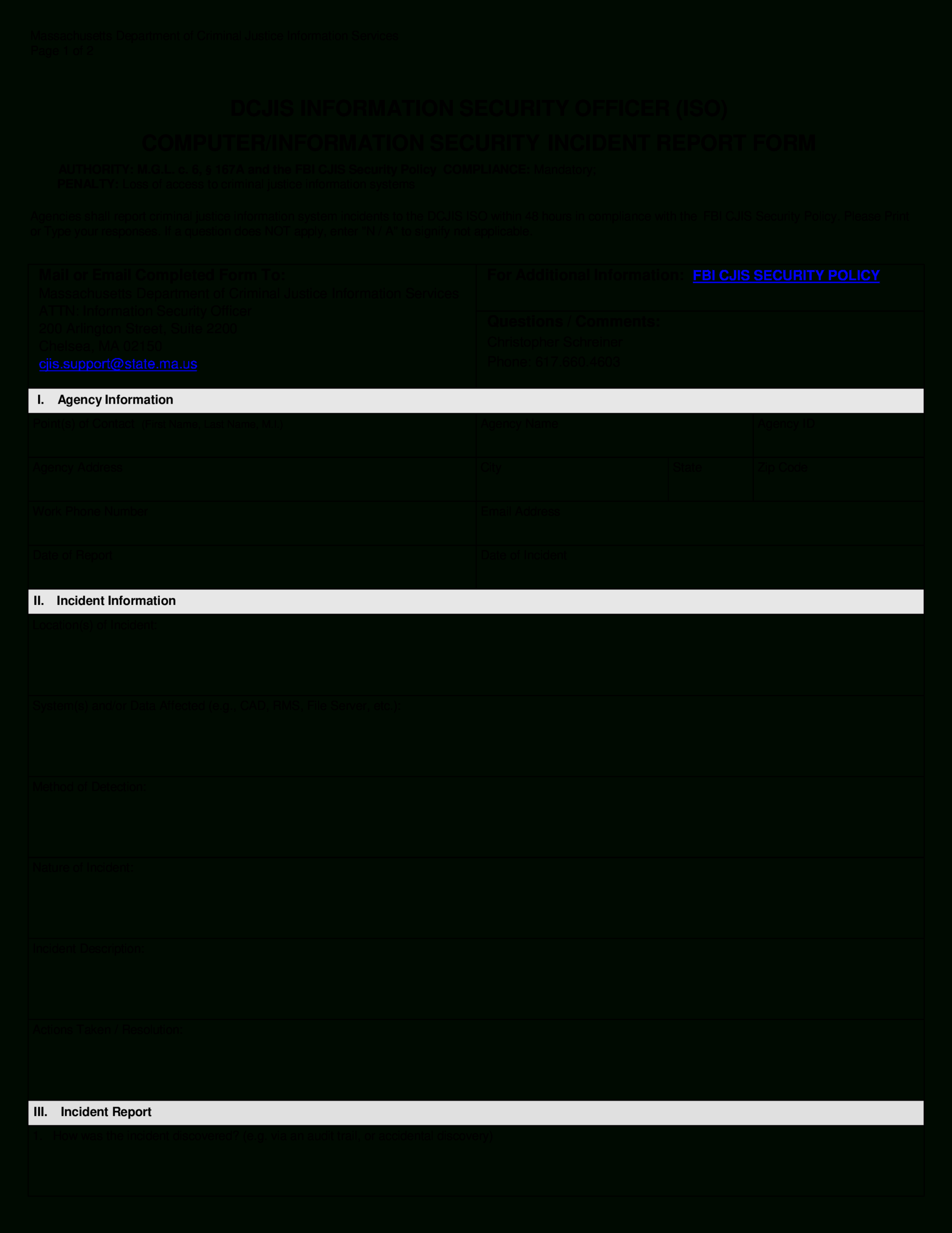 Security Officer Incident Report | Templates At Throughout Computer Incident Report Template