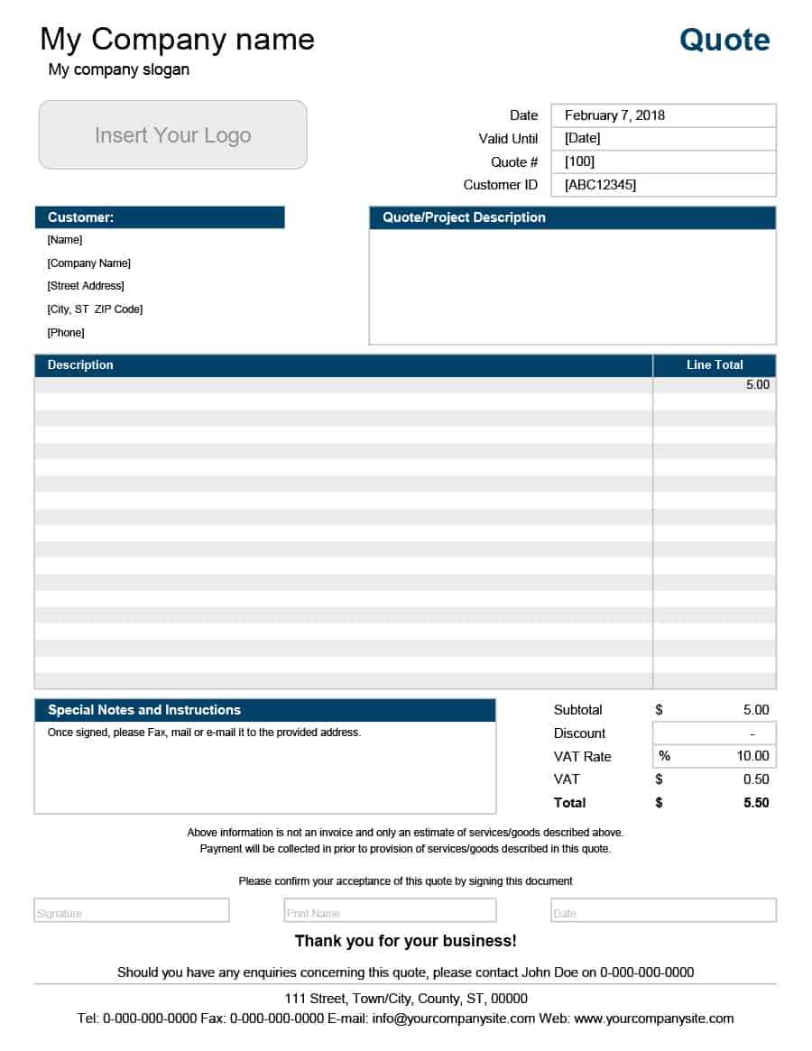 Services Quotation Template – Dalep.midnightpig.co For Web Design Quote Template Word
