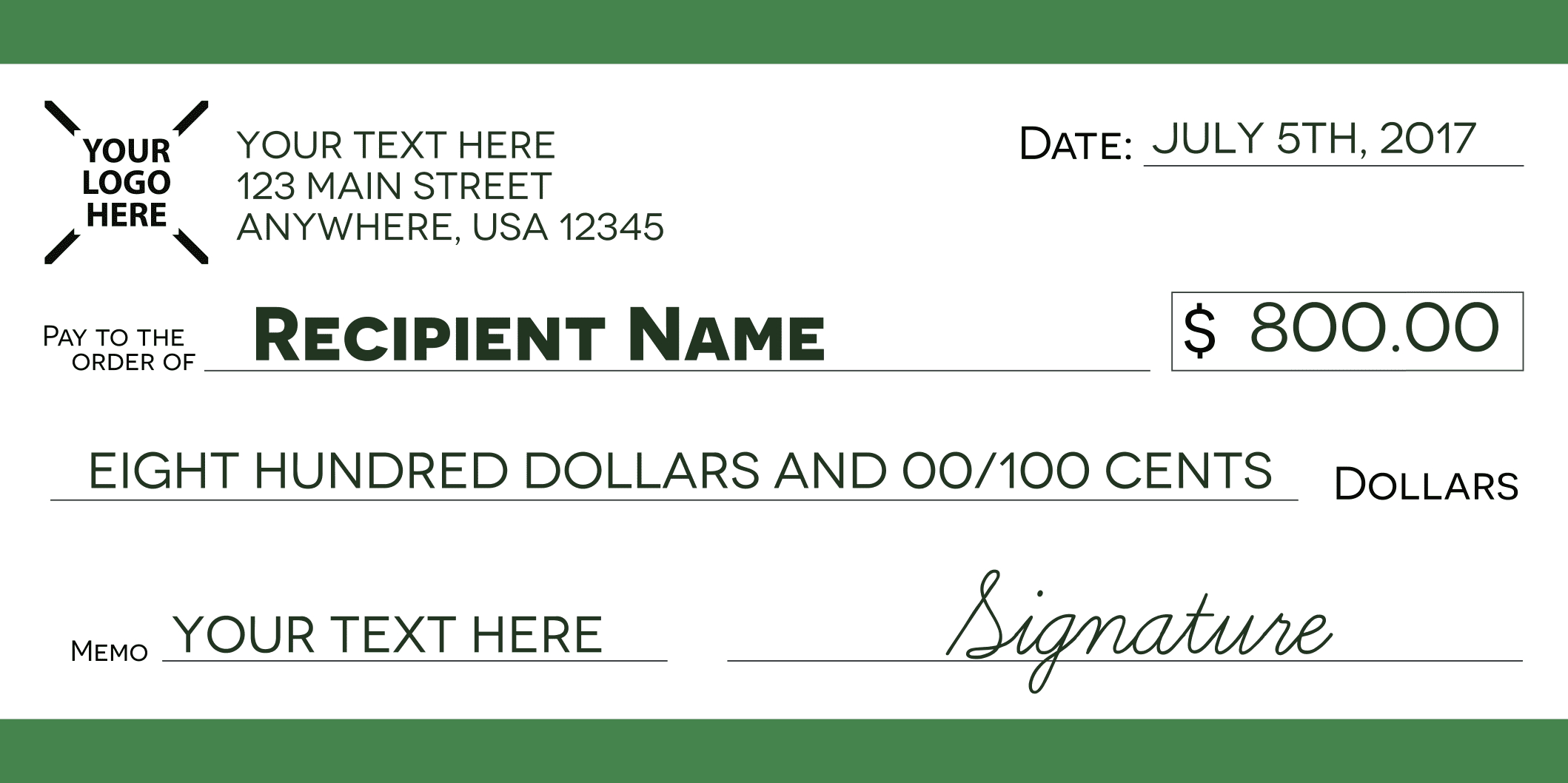 Signage 101 – Giant Check Uses And Templates | Signs Blog Inside Customizable Blank Check Template