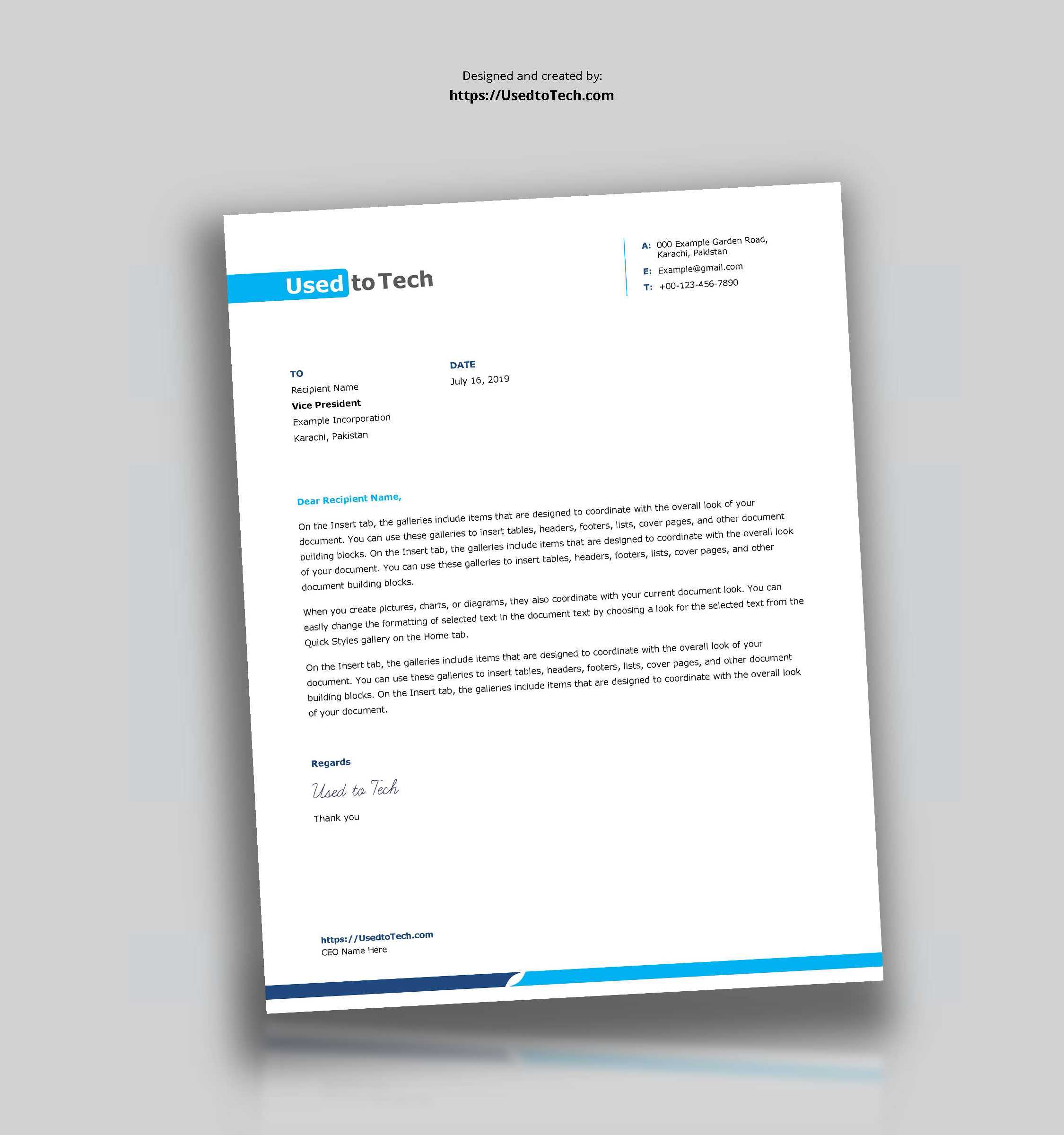 Simple And Clean Word Letterhead Template – Free – Used To Tech Inside Free Letterhead Templates For Microsoft Word