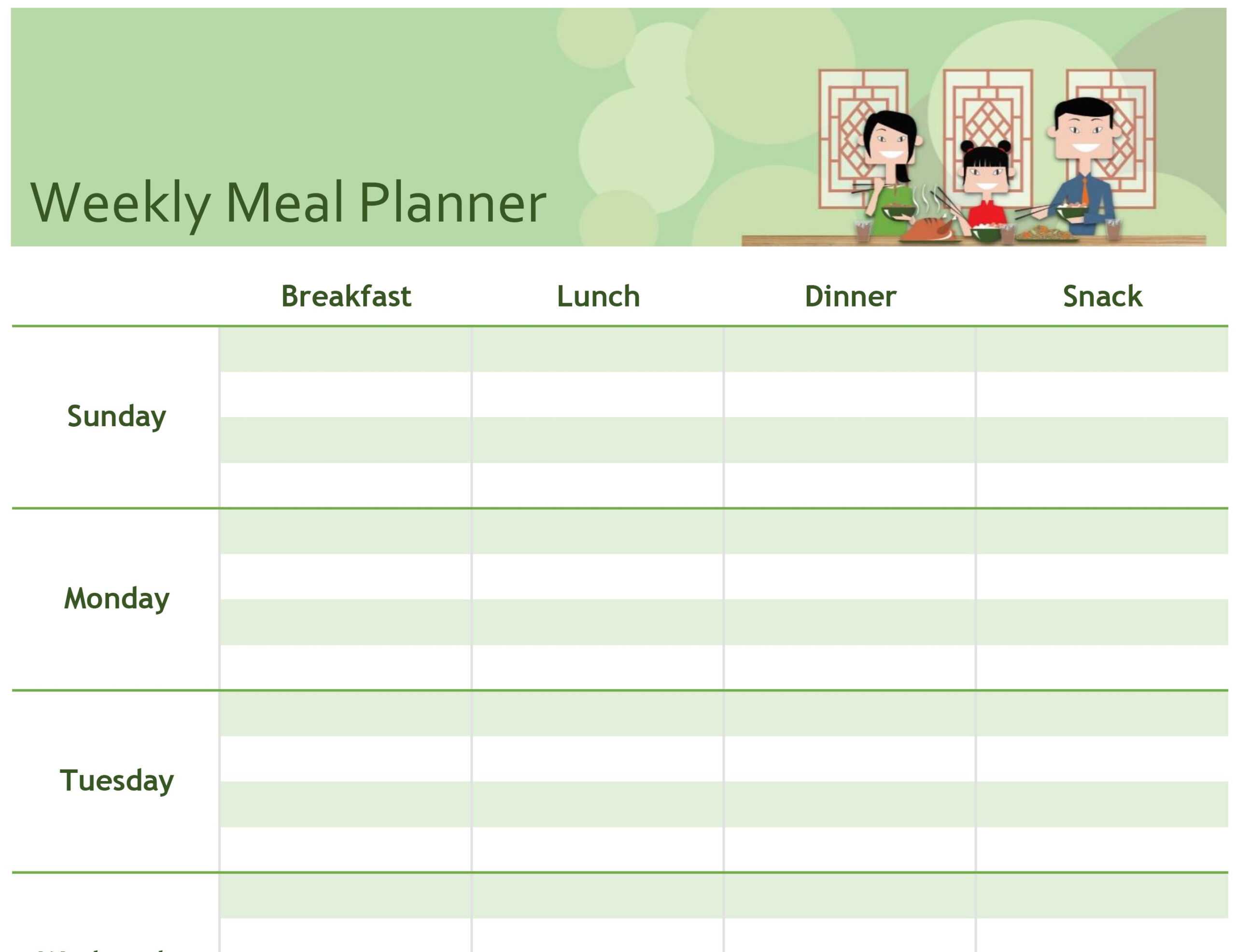Simple Meal Planner With Regard To Menu Planning Template Word