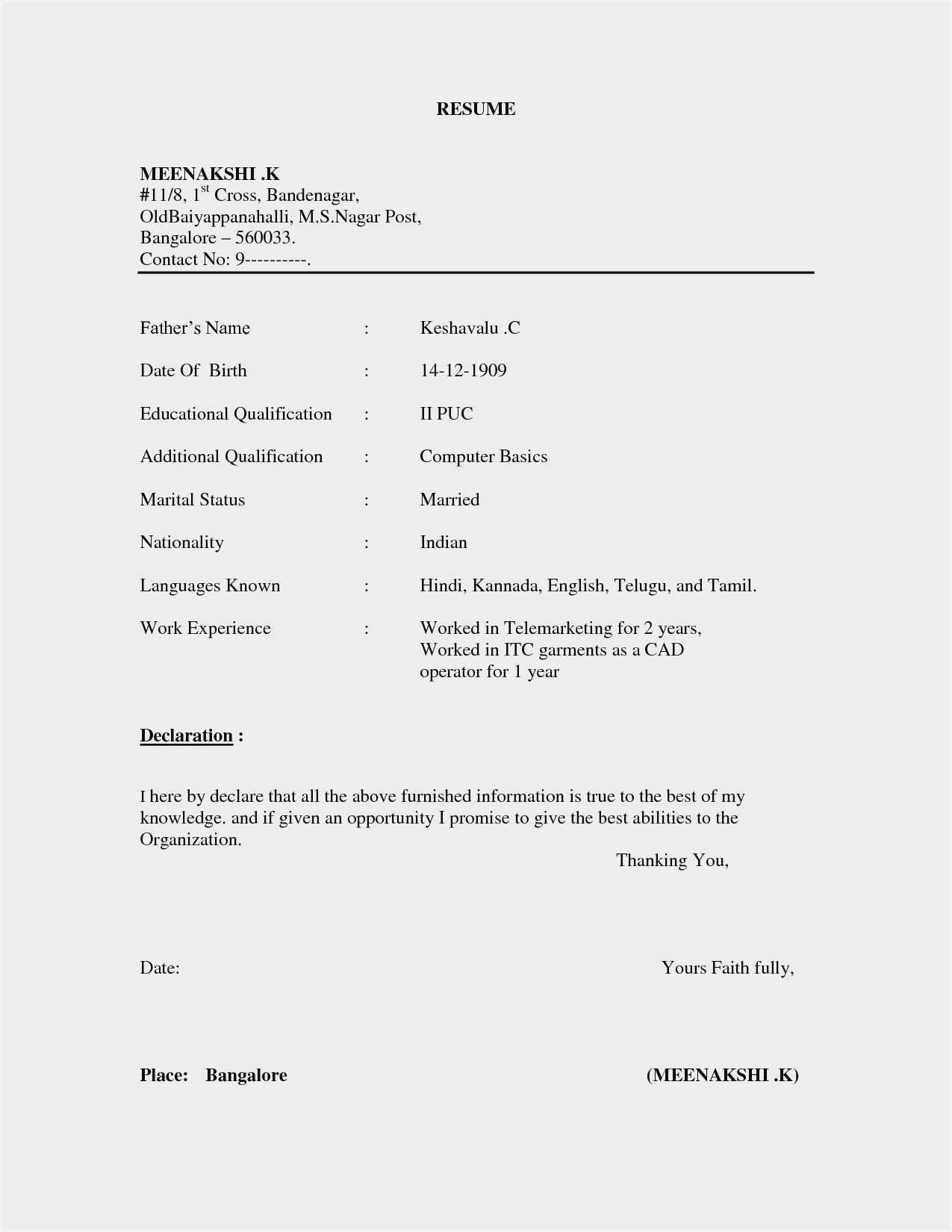 Simple Resume Format Pdf – Resume : Resume Sample #923 Intended For Simple Resume Template Microsoft Word