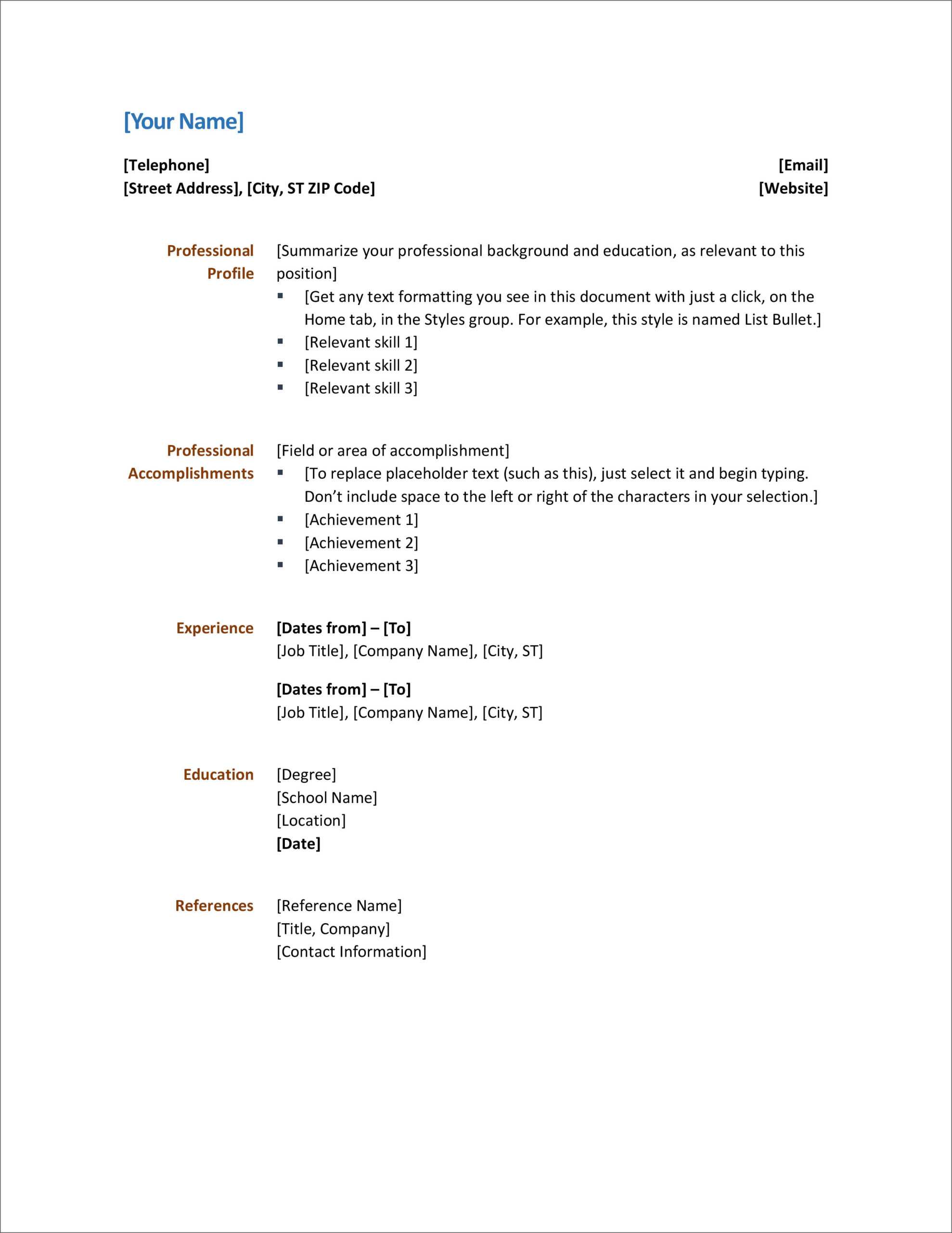 Simple Resume Template Free Download – Dalep.midnightpig.co Within Simple Resume Template Microsoft Word