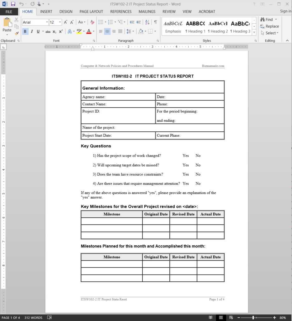 Software Development Status Report Template – Dalep In Weekly Test Report Template