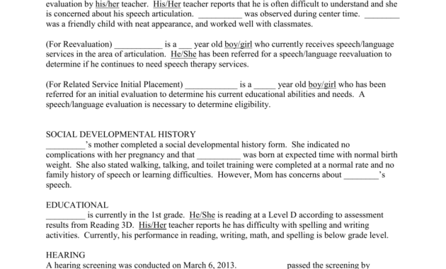 Speech-Evaluation-Report-Template-21 intended for Speech And Language Report Template