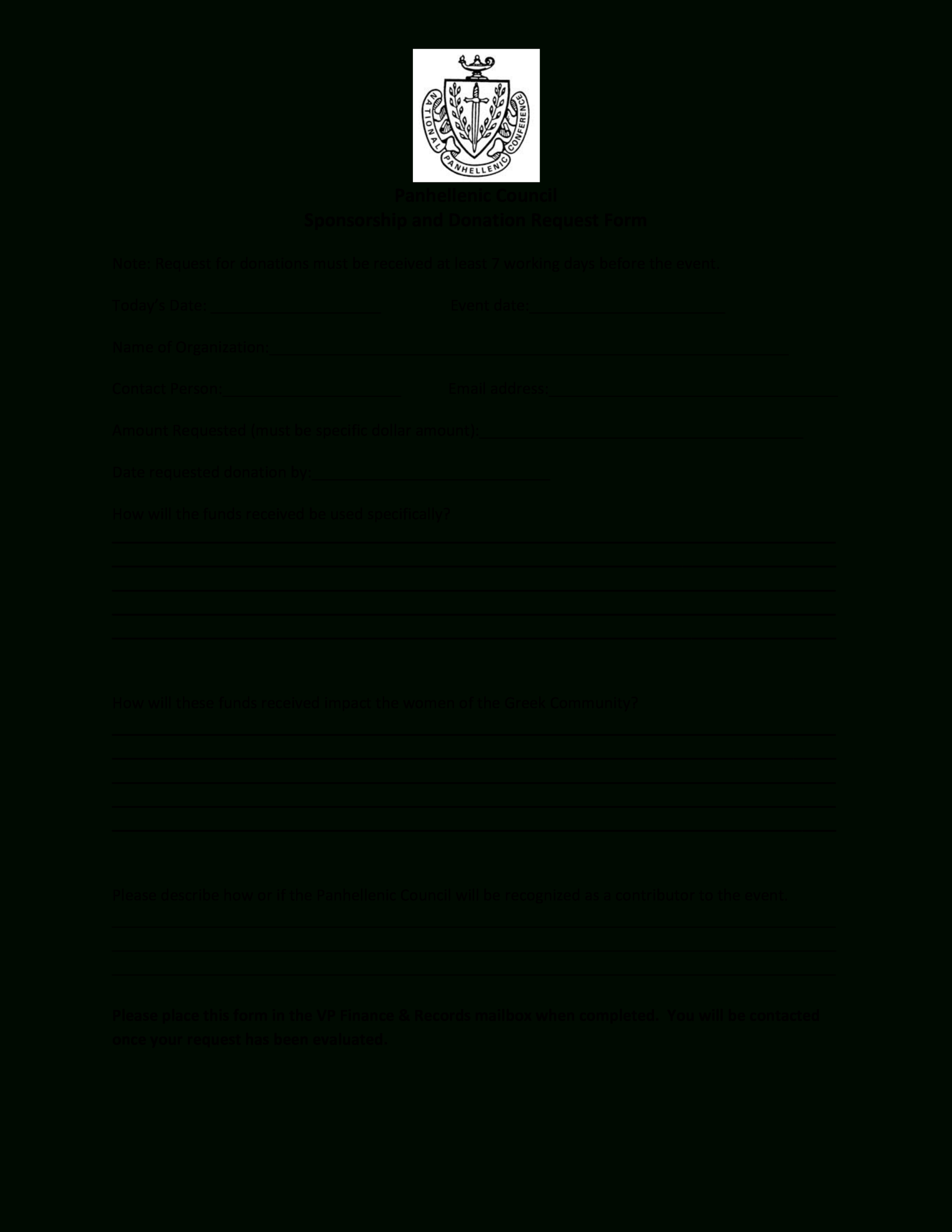 Sponsorship Request Form | Templates At With Blank Sponsorship Form Template