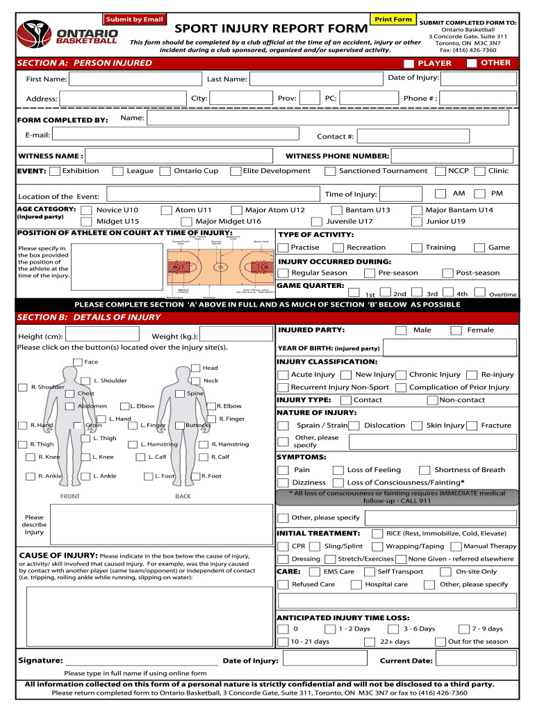 Sports Injury Report Form – Fill Out And Sign Printable Pdf Template |  Signnow Regarding Injury Report Form Template