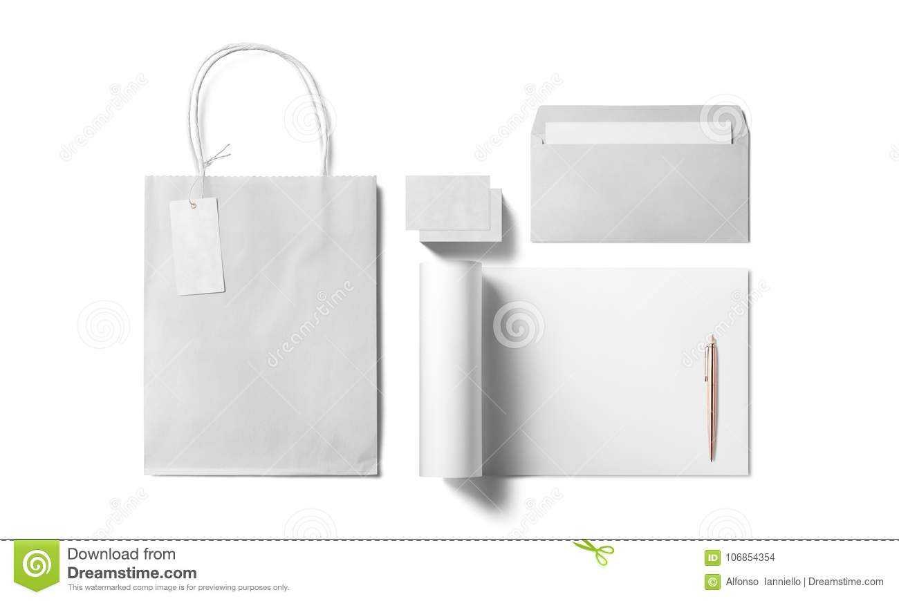 Stationery Template Design With Blank, Name Card, Envelope For Blank Luggage Tag Template