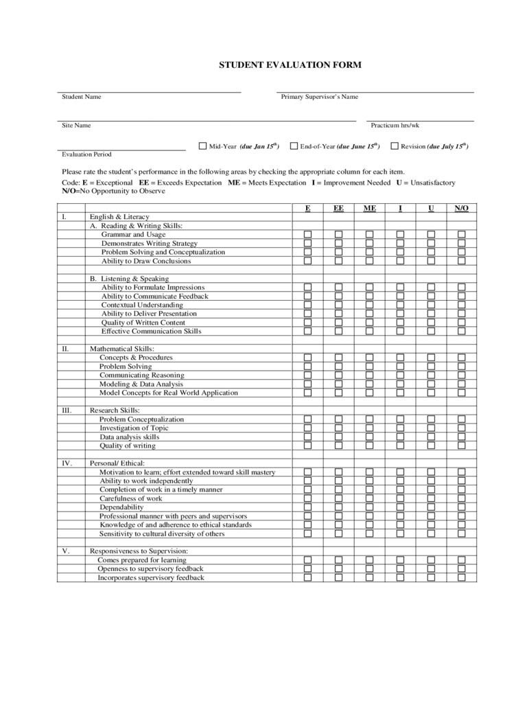 Student Evaluation Form – 3 Free Templates In Pdf, Word Within Student Feedback Form Template Word