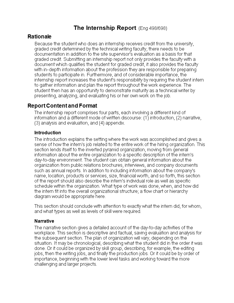 Student Internship Report Format | Templates At Intended For Introduction Template For Report