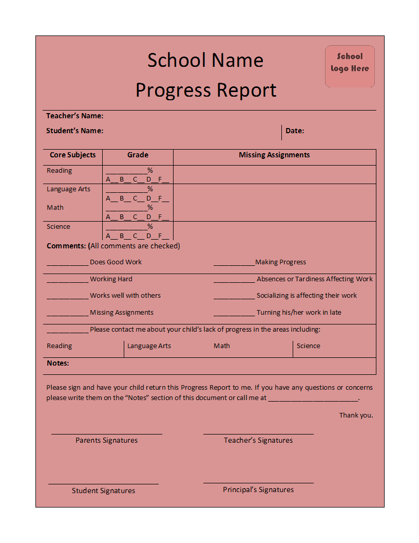 Student Progress Report Editable Intended For Pupil Report Template