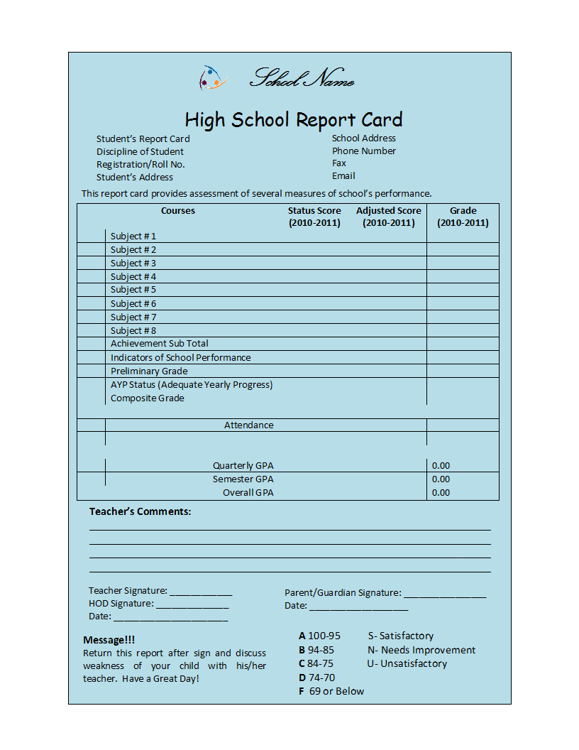 Student Report Template With Regard To School Progress Report Template