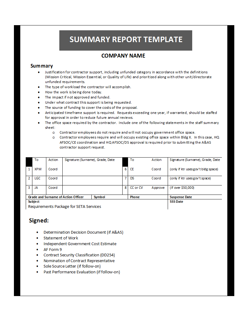 Summary Report Template Throughout Company Analysis Report Template
