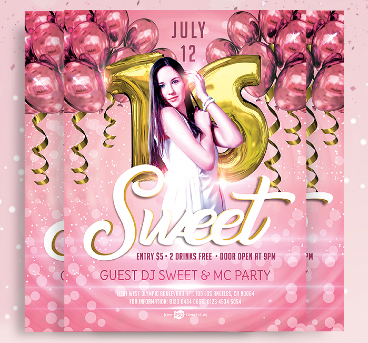 Sweet 16 Birthday Party Flyer Psd Template – Mockup Free Regarding Sweet 16 Banner Template