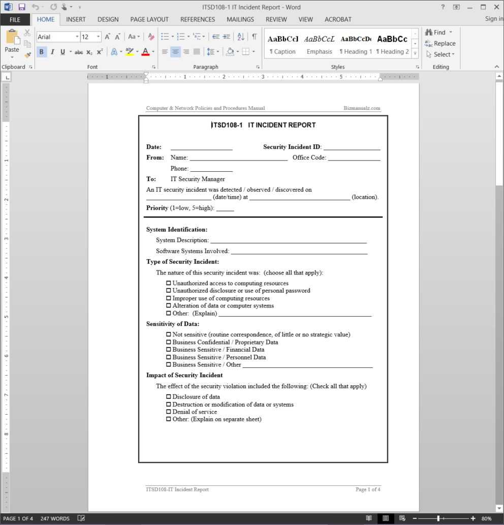 System Incident Report Template – Dalep.midnightpig.co Within Computer Incident Report Template