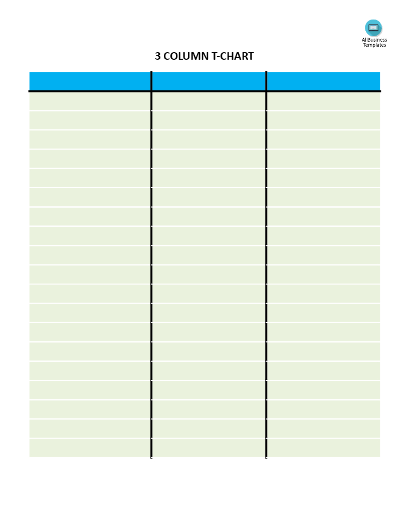 T Chart With 3 Columns | Templates At Allbusinesstemplates In 3 Column Word Template