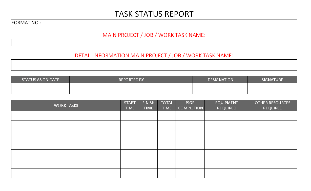 Task Status Report Format| Samples | Word Document With Regard To Word Document Report Templates