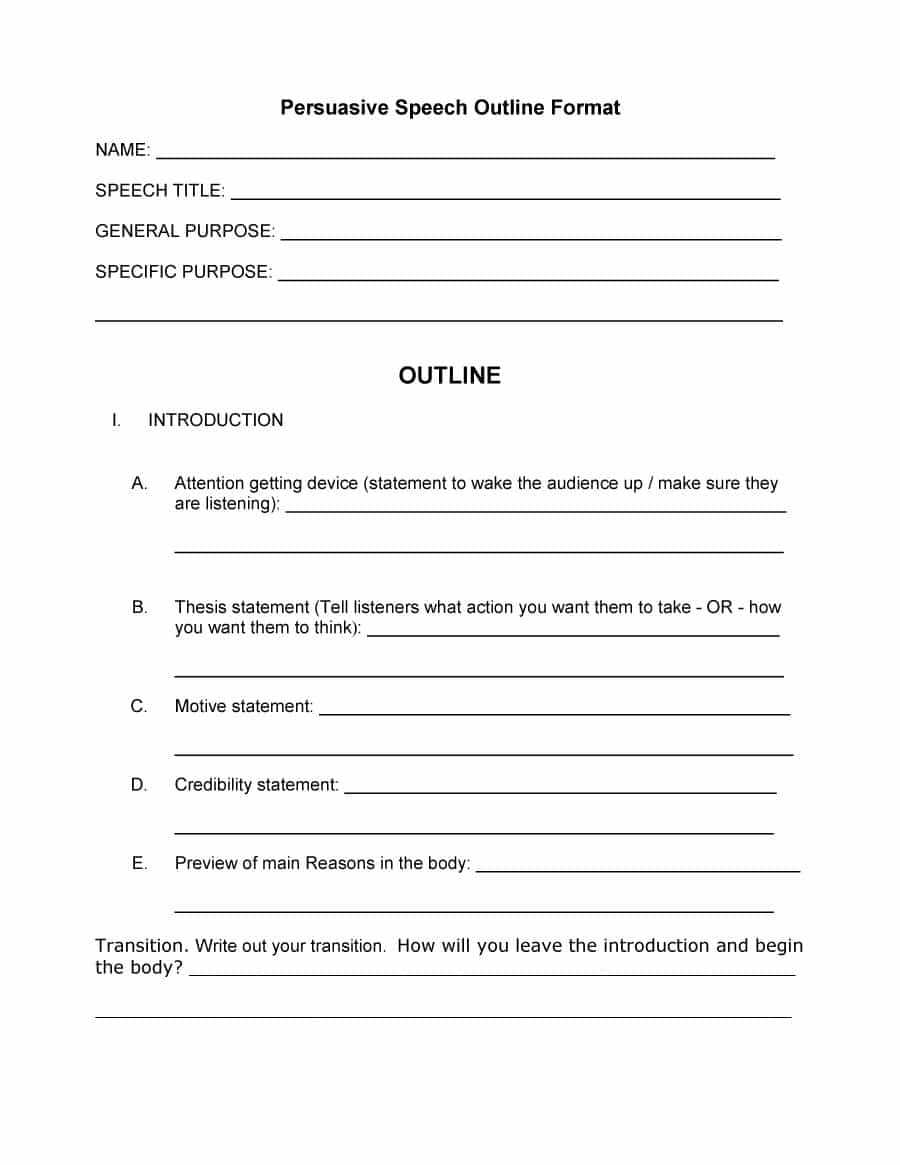 Template For A Speech – Calep.midnightpig.co Within Speech Outline Template Word