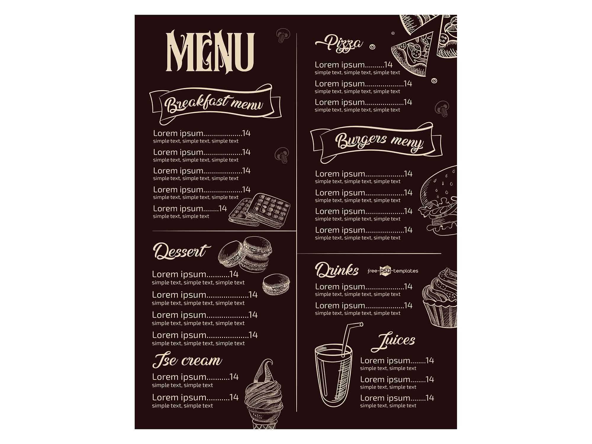 Template For Menu – Dalep.midnightpig.co Intended For Free Cafe Menu Templates For Word
