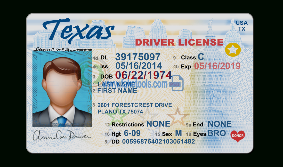 Texas Driver License Psd Template Regarding Blank Drivers License Template