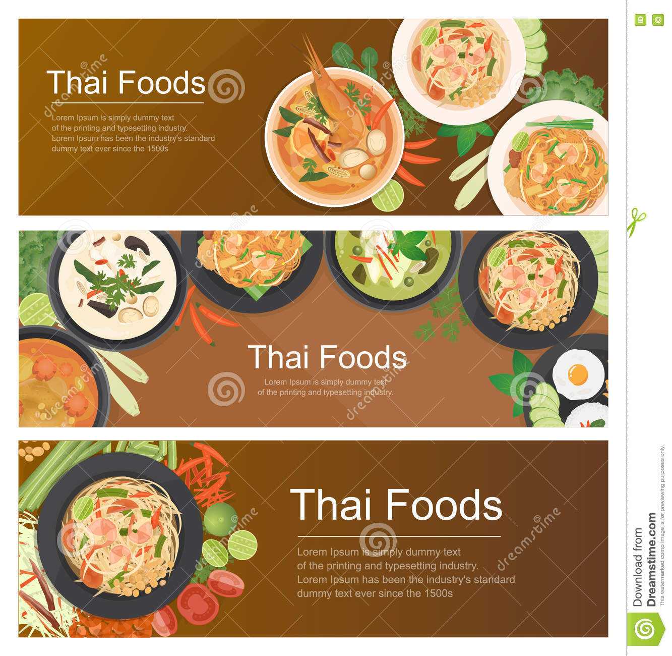 Thai Food Banner Template Stock Vector. Illustration Of Pertaining To Food Banner Template