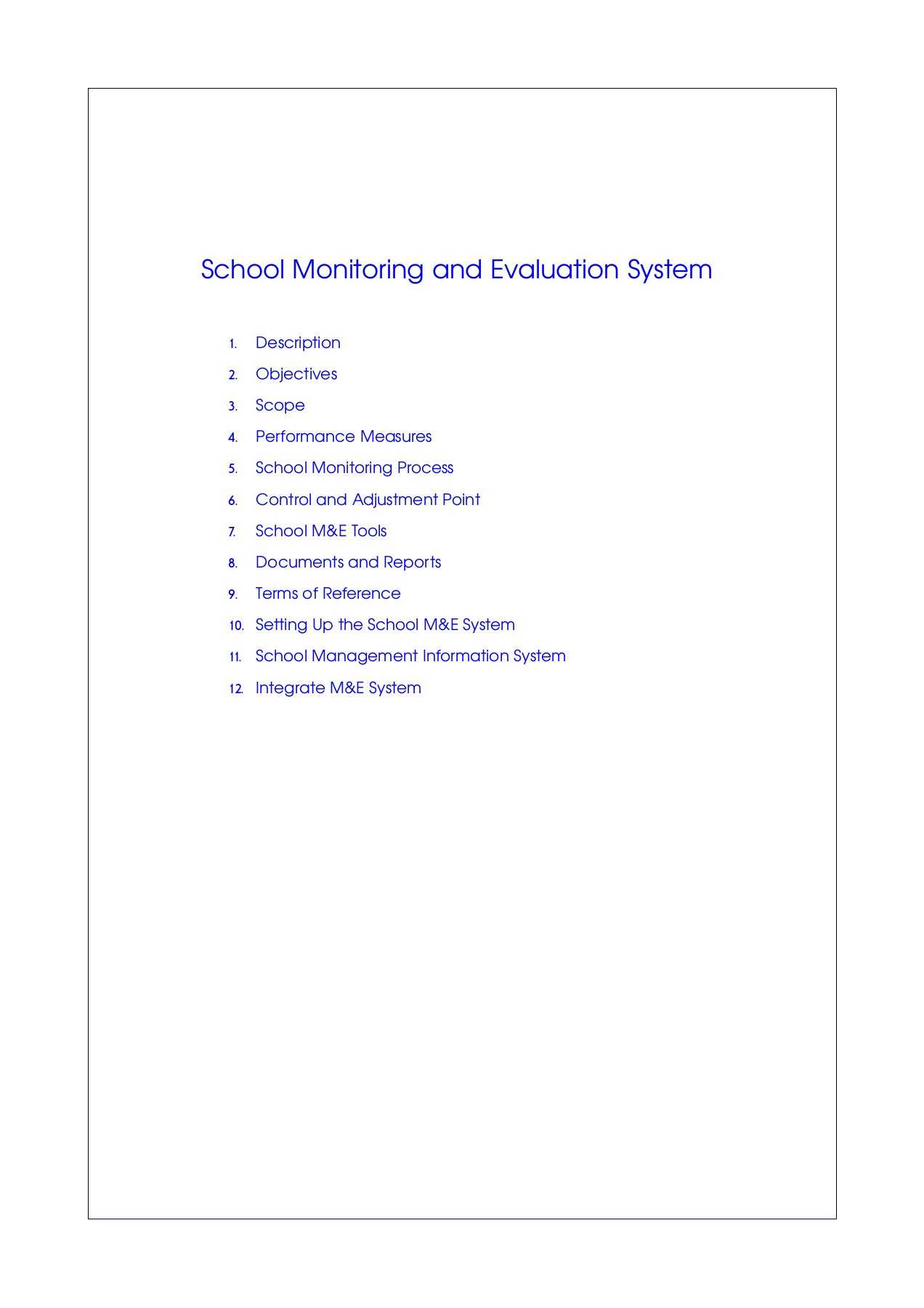 The School Monitoring And Evaluation System Pages 1 – 50 With M&amp;e Report Template