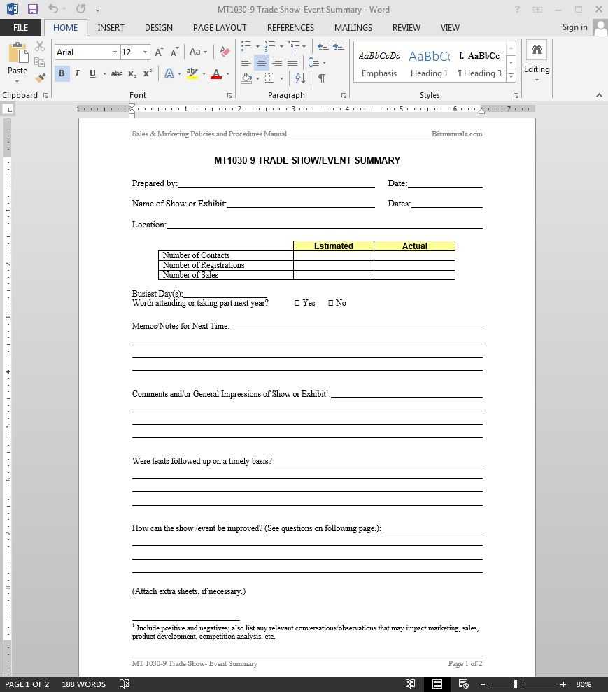 Trade Show Event Summary Template | Mt1030 9 Intended For Post Event Evaluation Report Template