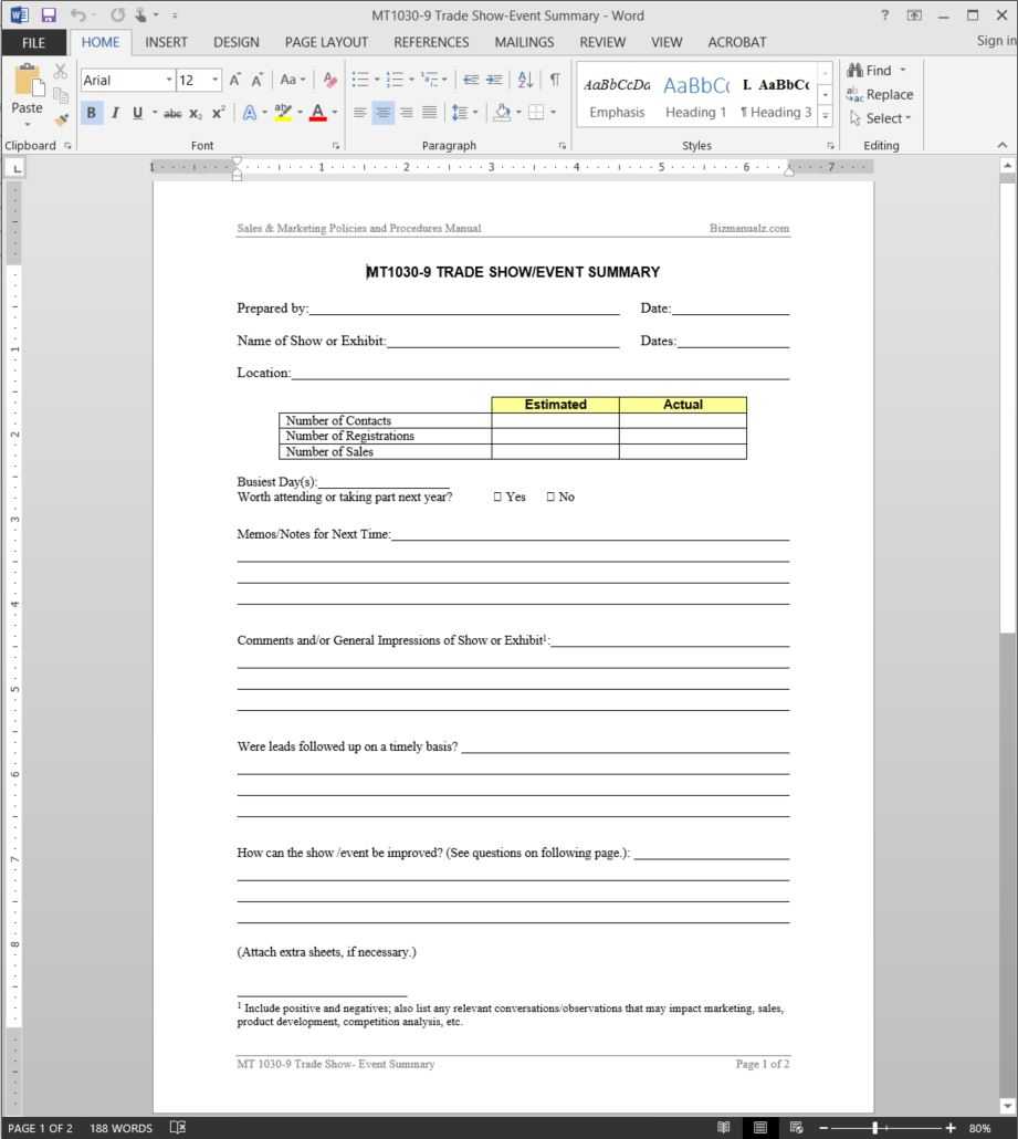 Trade Show Event Summary Template | Mt1030 9 Throughout Post Event Evaluation Report Template