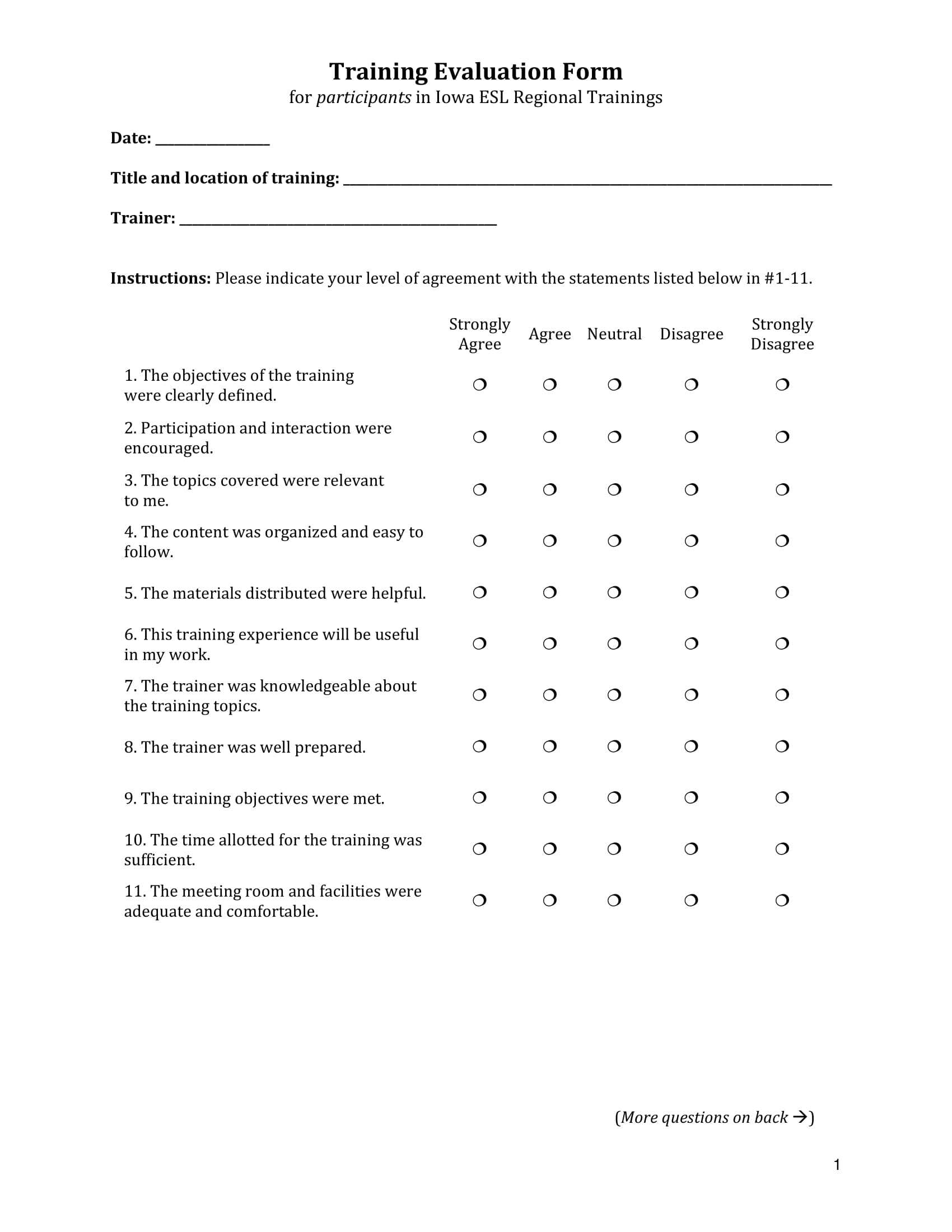 Training Evaluation Questions – Calep.midnightpig.co With Training Feedback Report Template